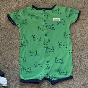 Carter's Green Bodysuit with Blue Animal Print